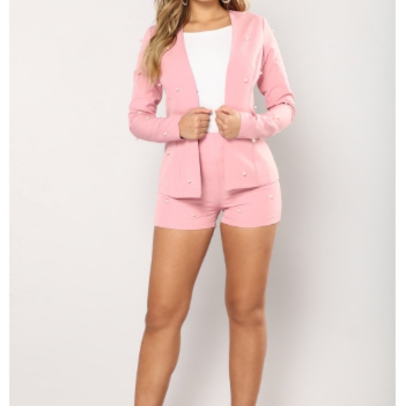 pink blazer shorts
